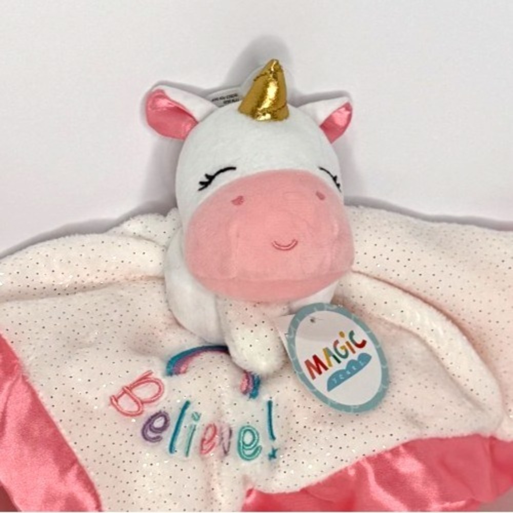 NEW Magic Years MAGIC Believe Rainbow‎ Unicorn Pink Satin Lovey